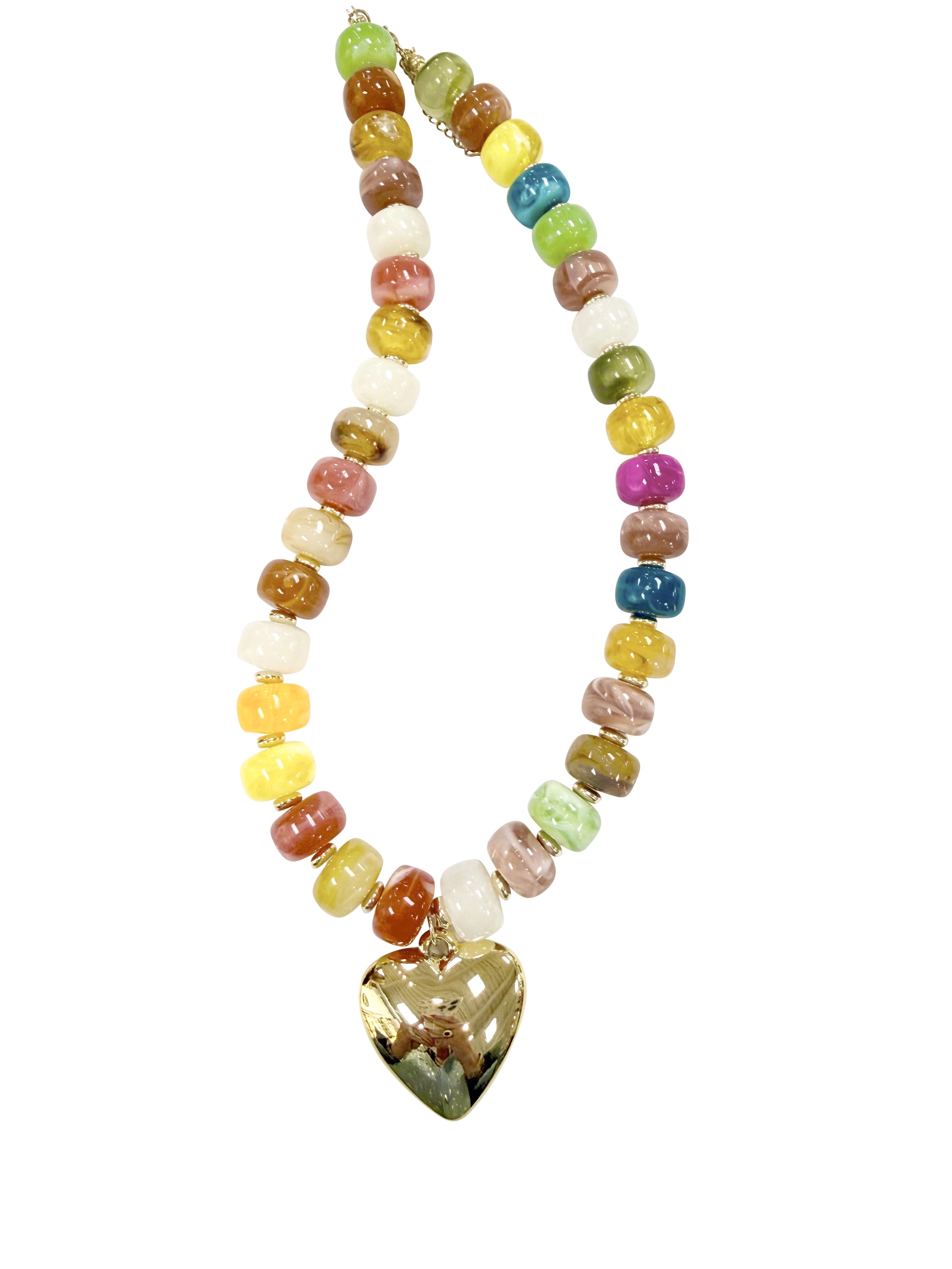 Lundie Multi Beaded Heart Necklace