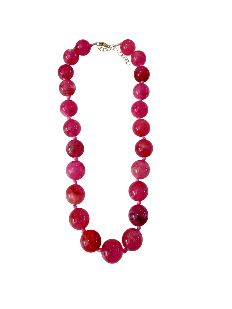 Mabry Hot Pink Beaded Necklace