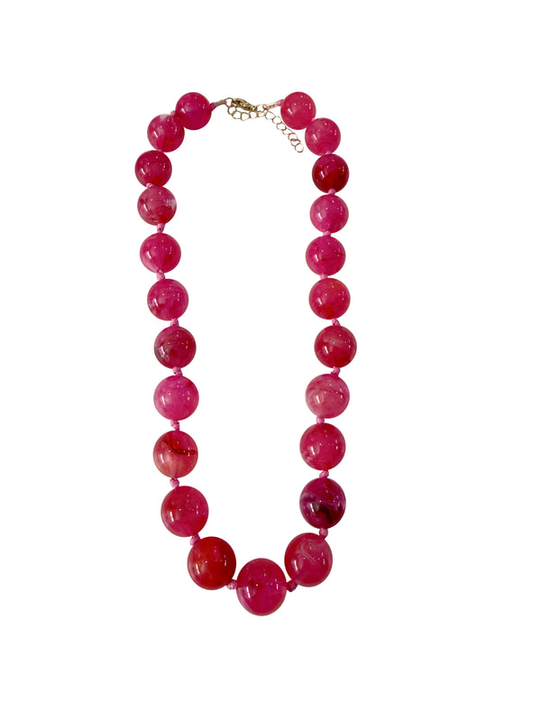 Mabry Hot Pink Beaded Necklace