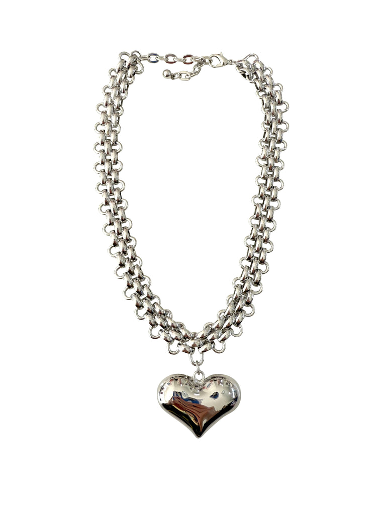 Nelli Silver Necklace with Puffy Heart