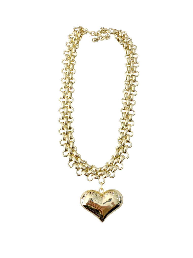 Nelli Gold Necklace with Puffy Heart