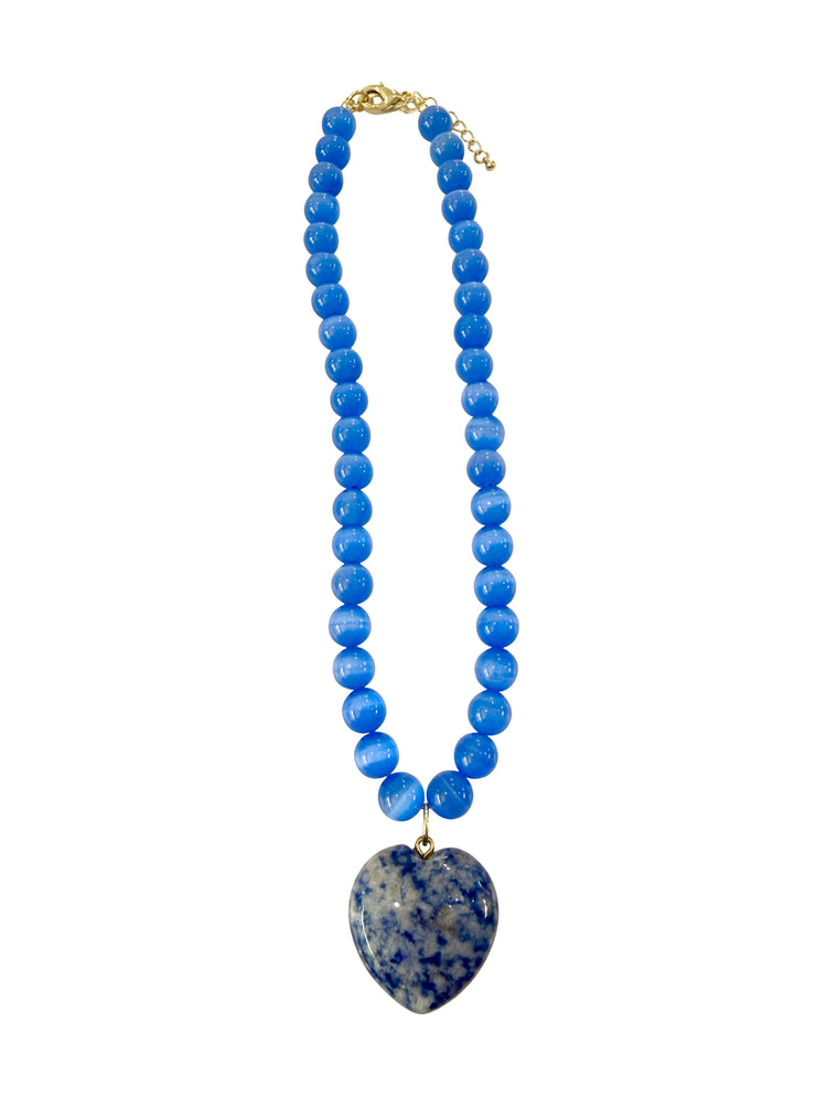 Nereyda Royal Blue Beaded Heart Neck