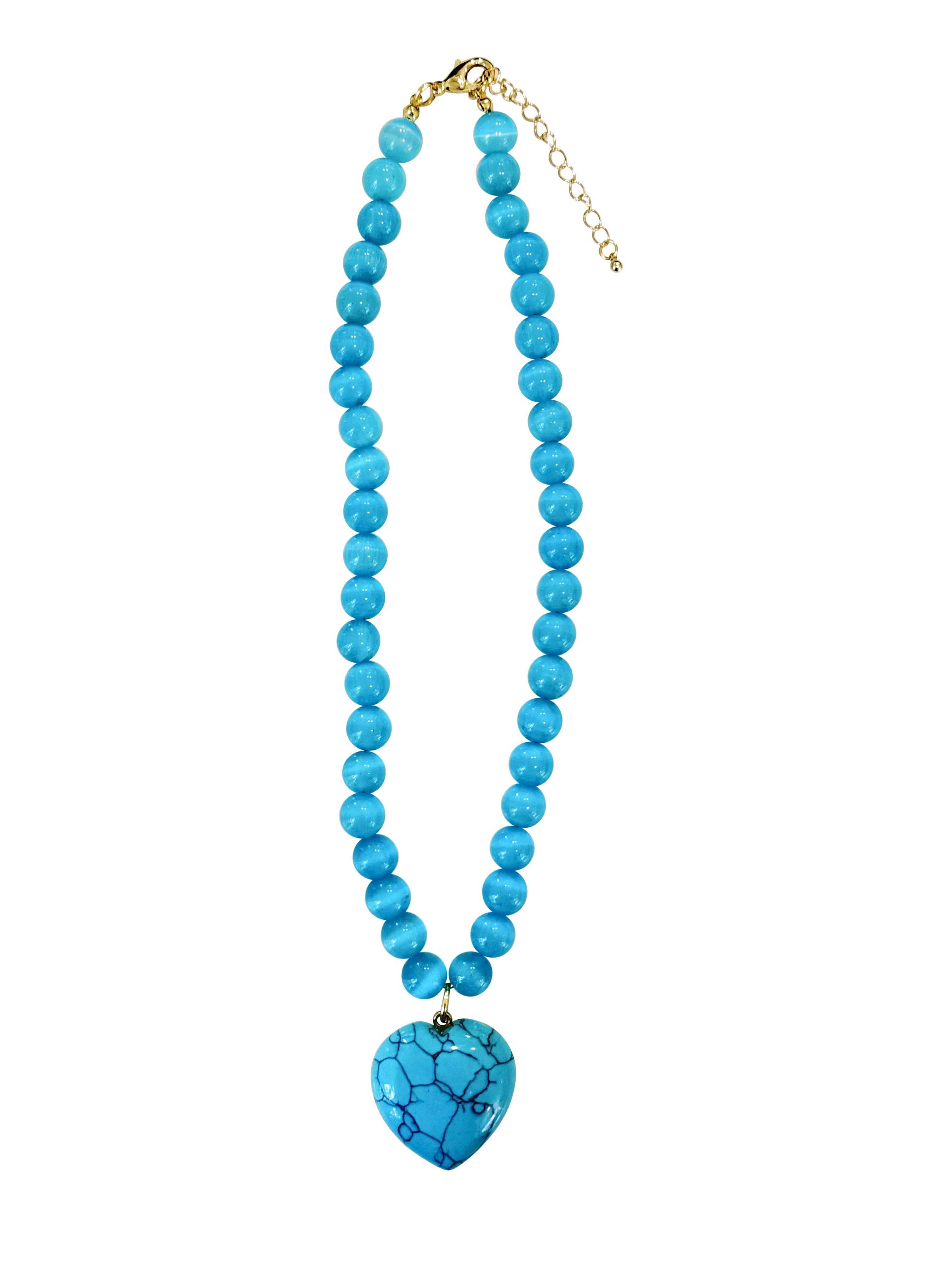 Nereyda Turquoise Beaded Heart Necklace
