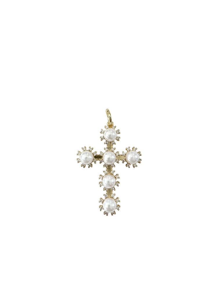 Pearl Cross Charm