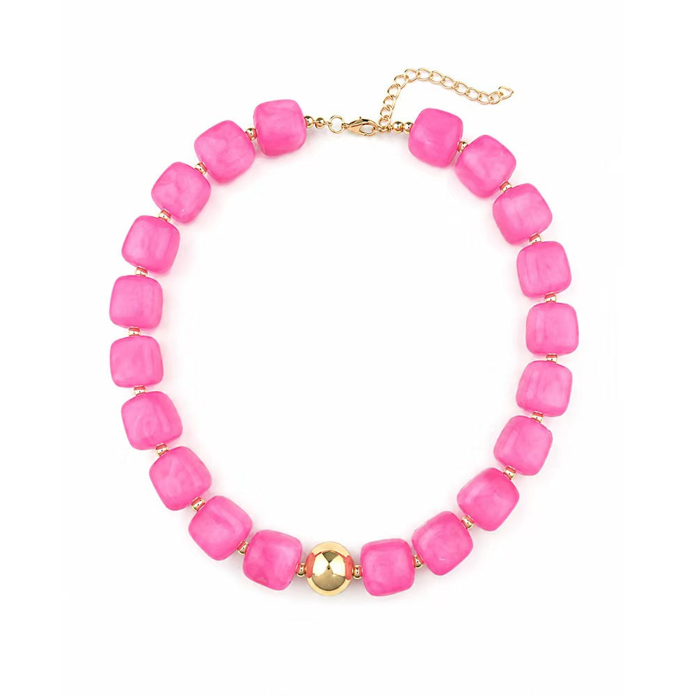 Preston Chunky Necklace- Hot Pink