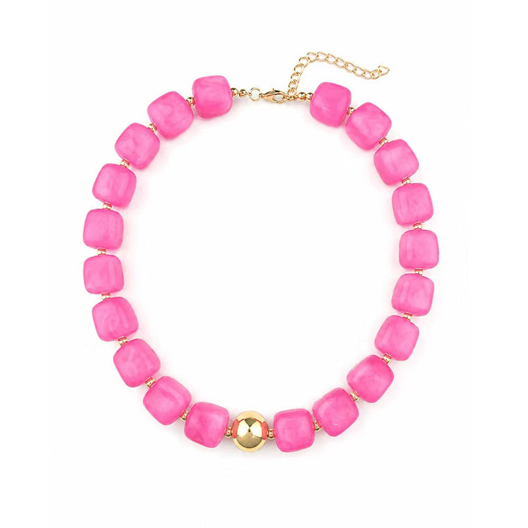Preston Chunky Necklace- Hot Pink