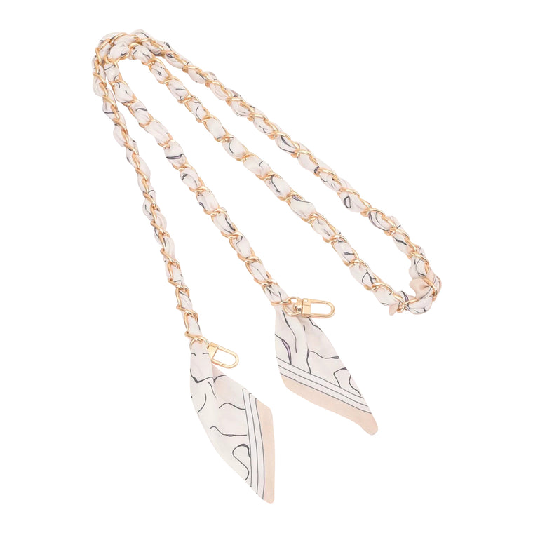 Gold Phone Chain with Scarf Cream - Long A