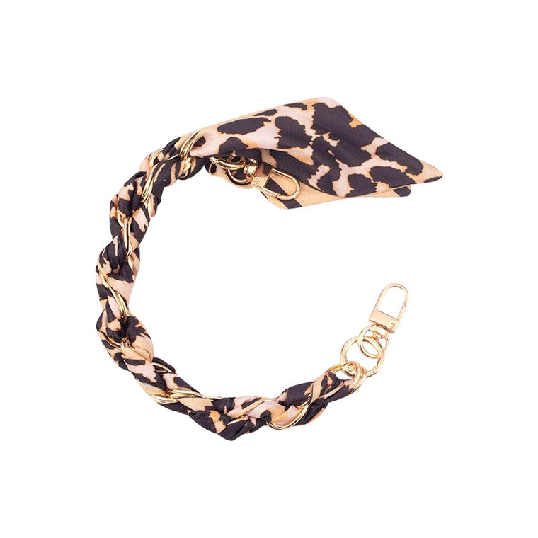 Gold Phone Chain with Scarf Leopard - Short B