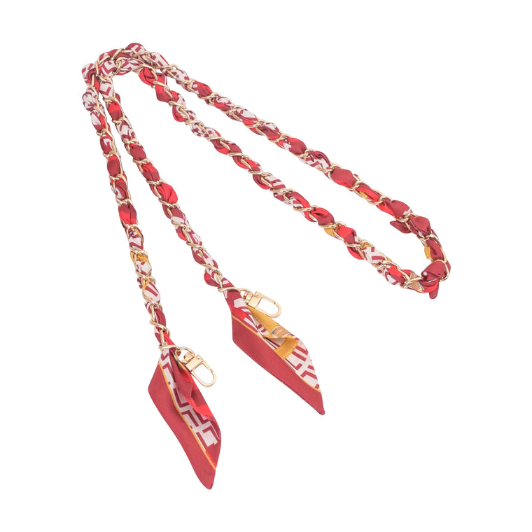 Gold Phone Chain with Scarf Red - Long G