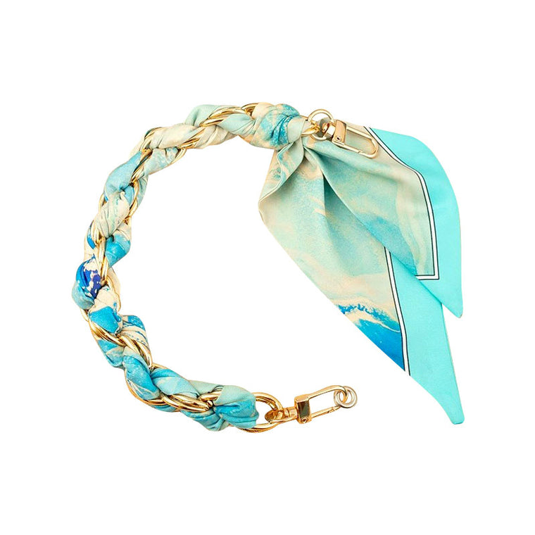 Gold Phone Chain with Scarf Blue Ocean - Short J