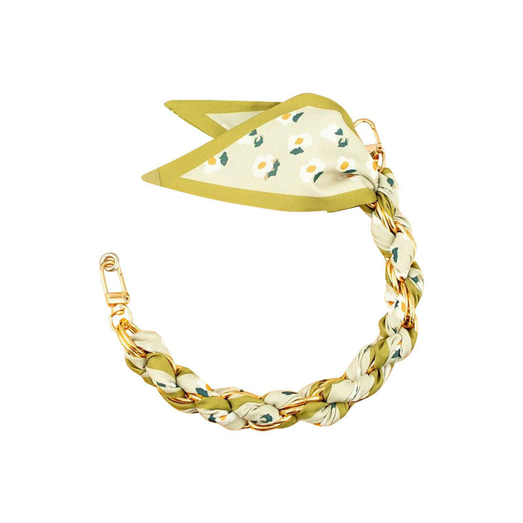 Gold Phone Chain with Scarf Olive Flower - Short K