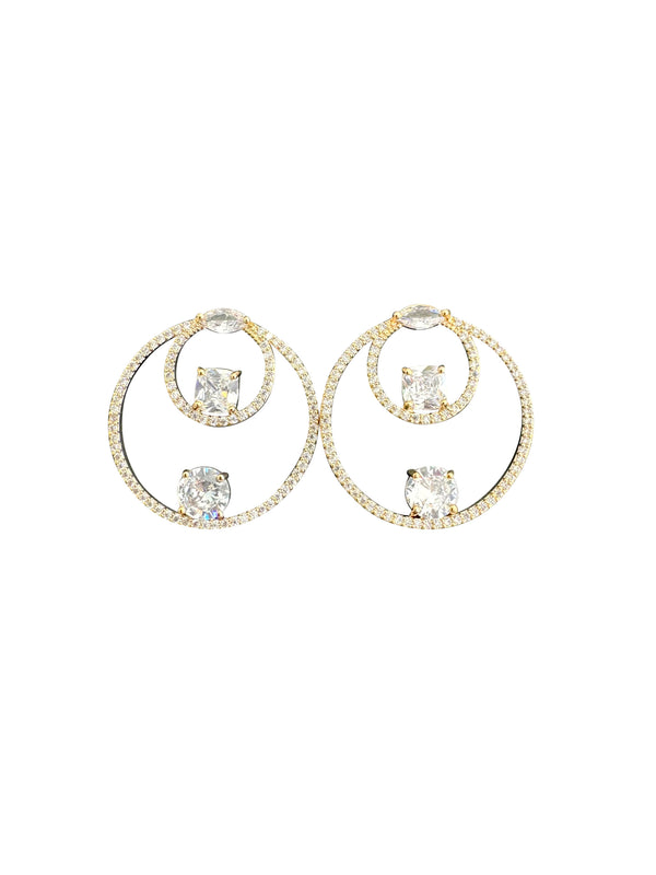 Tess CZ Gold Statement Earrings