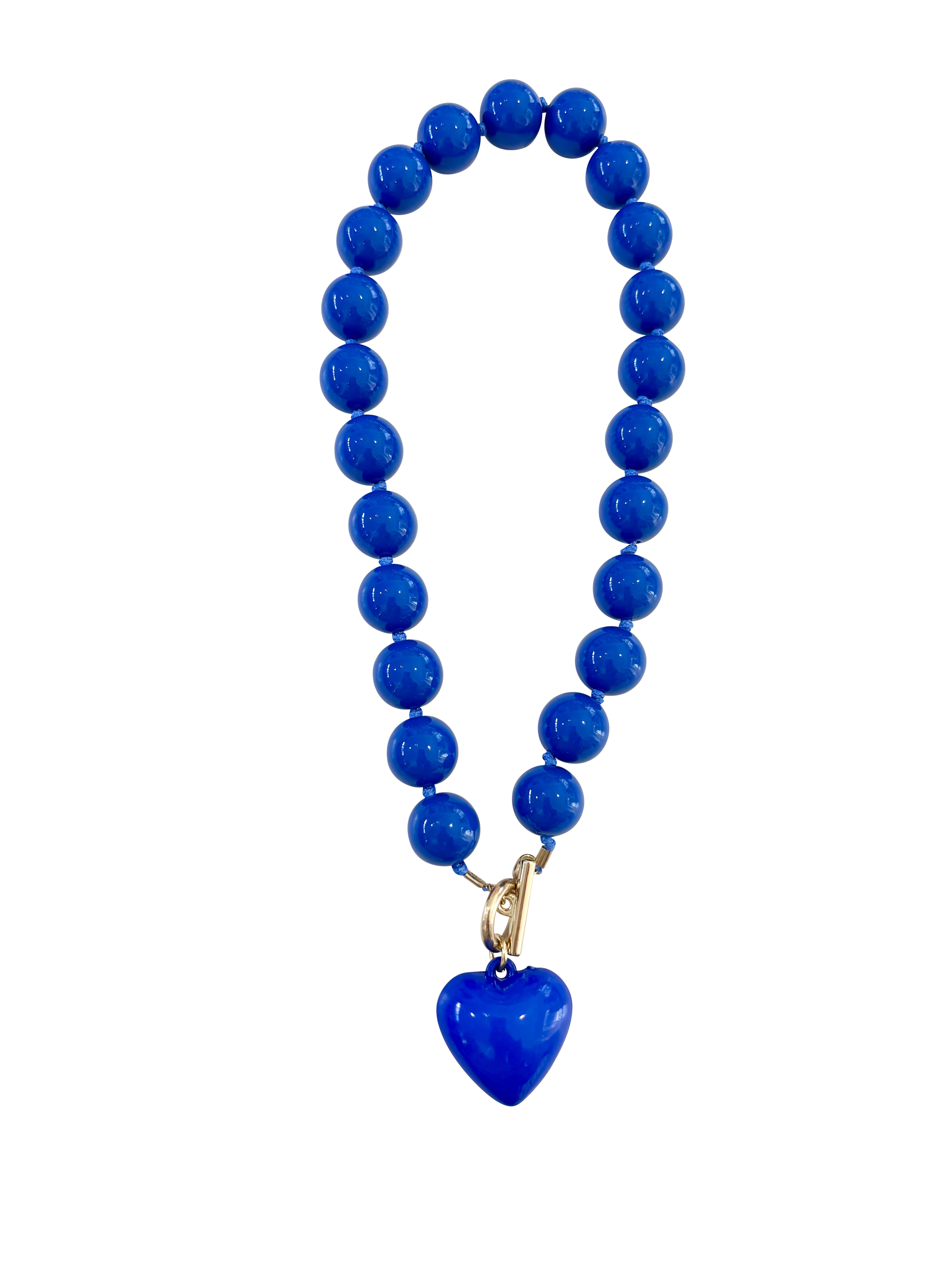 Theo Blue Beaded Heart Necklace