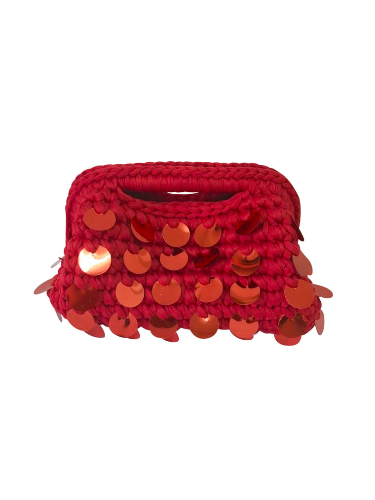 Tropez Woven Handbag- Red