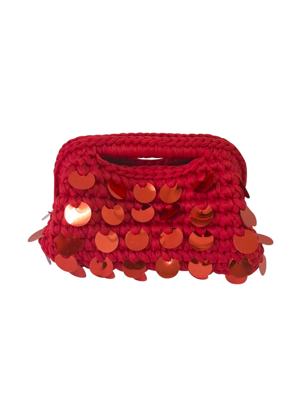 Tropez Woven Handbag- Red