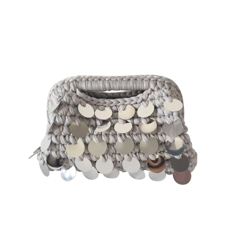 Tropez Woven Bag- Silver