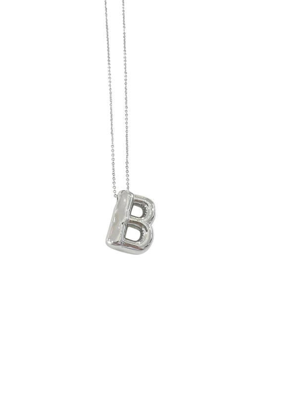 Bubble Initial Necklace-Silver