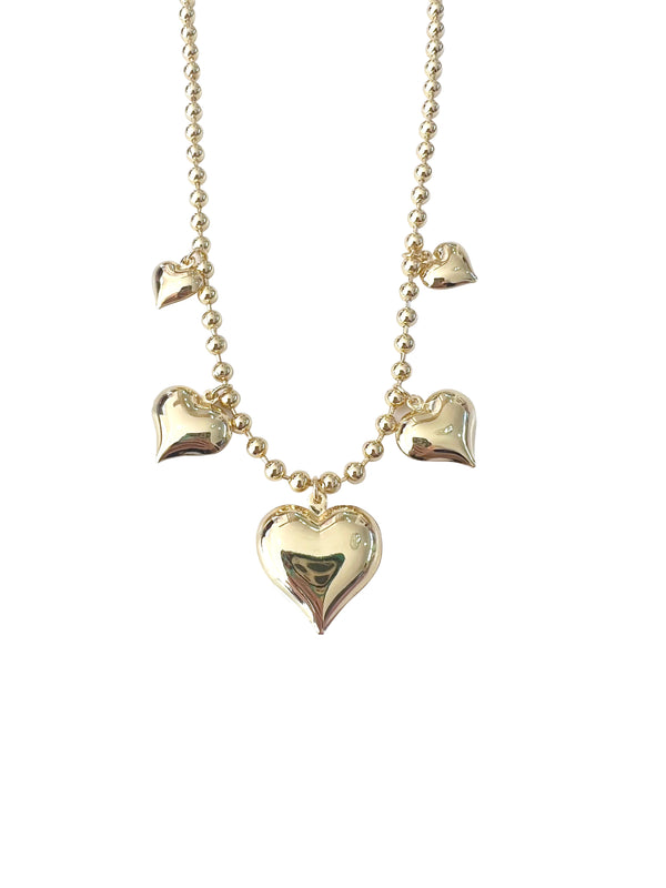 Multi Puffy Heart Necklace