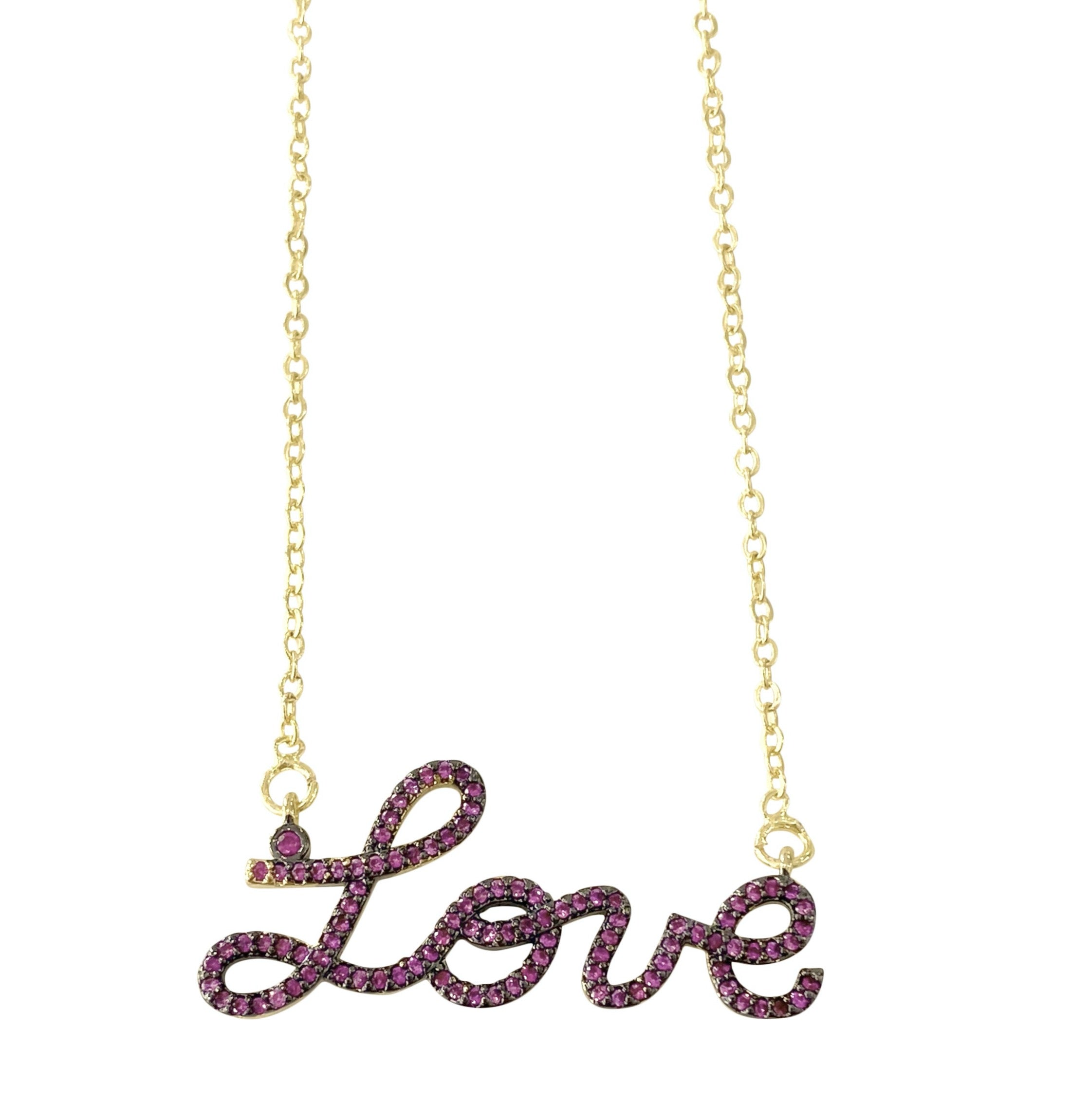 Cursive Love Necklace in Pink