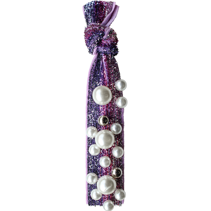 Pearl Stud Hair Tie in Purple Tinsel